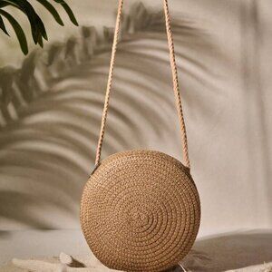 Round Woven Crossbody Bag